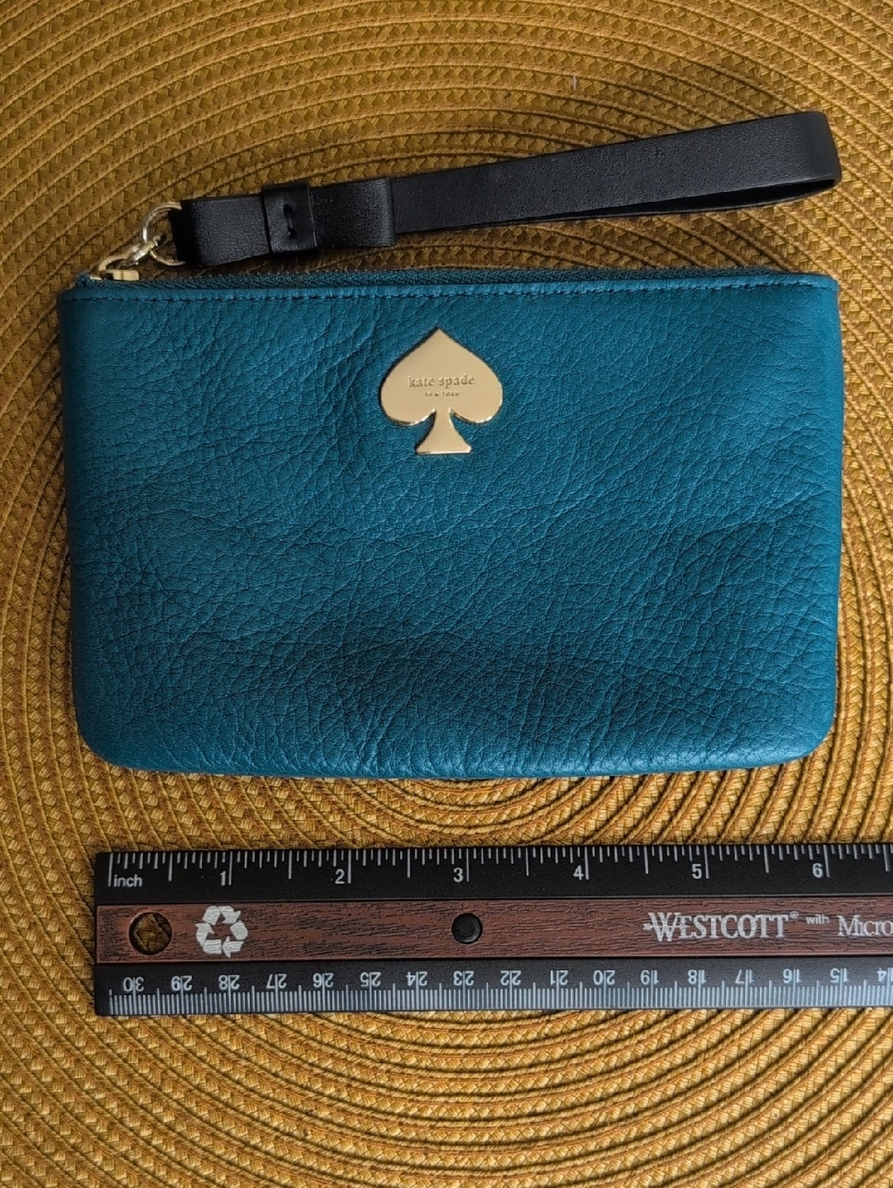 Kate Spade  Teal Leather Wristlet Card Holder new